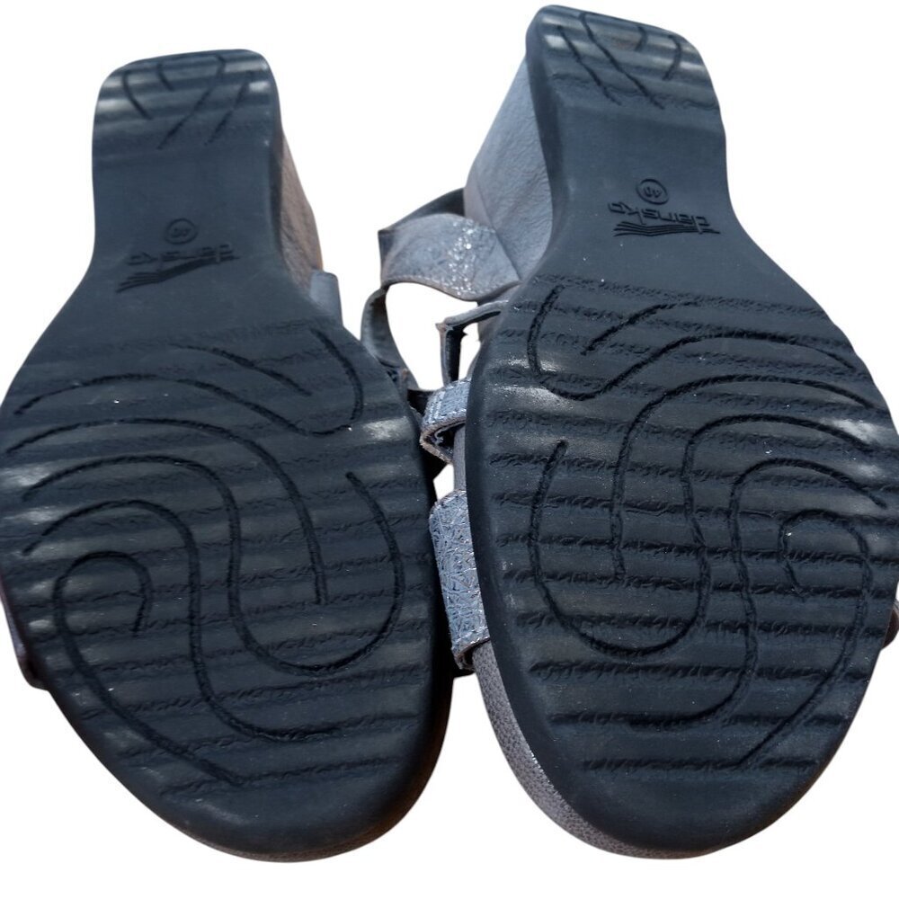 Dansko Addyson Pewter Leather Strappy Wedge Sandals Size 40 US 9.5-10 Metallic - Picture 12 of 13